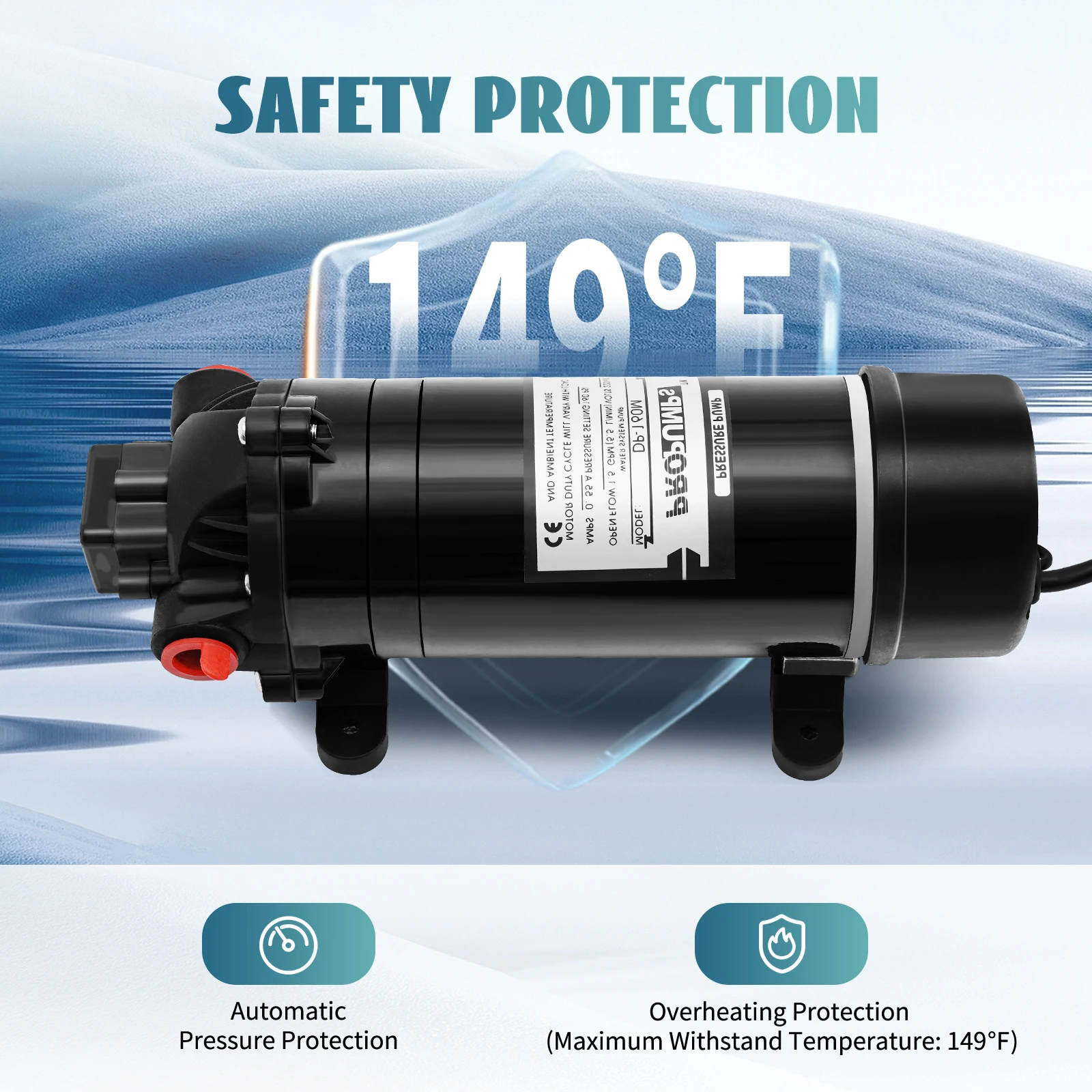 120W 160PSI Electric Water Transfer Pump 1.4 GPM Self-Priming Diaphragm Pump for Pressure Washer RV Agricultural Sprayer