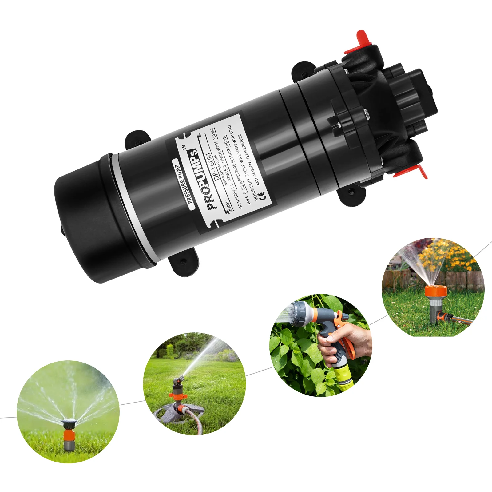120W 160PSI Electric Water Transfer Pump 1.4 GPM Self-Priming Diaphragm Pump for Pressure Washer RV Agricultural Sprayer