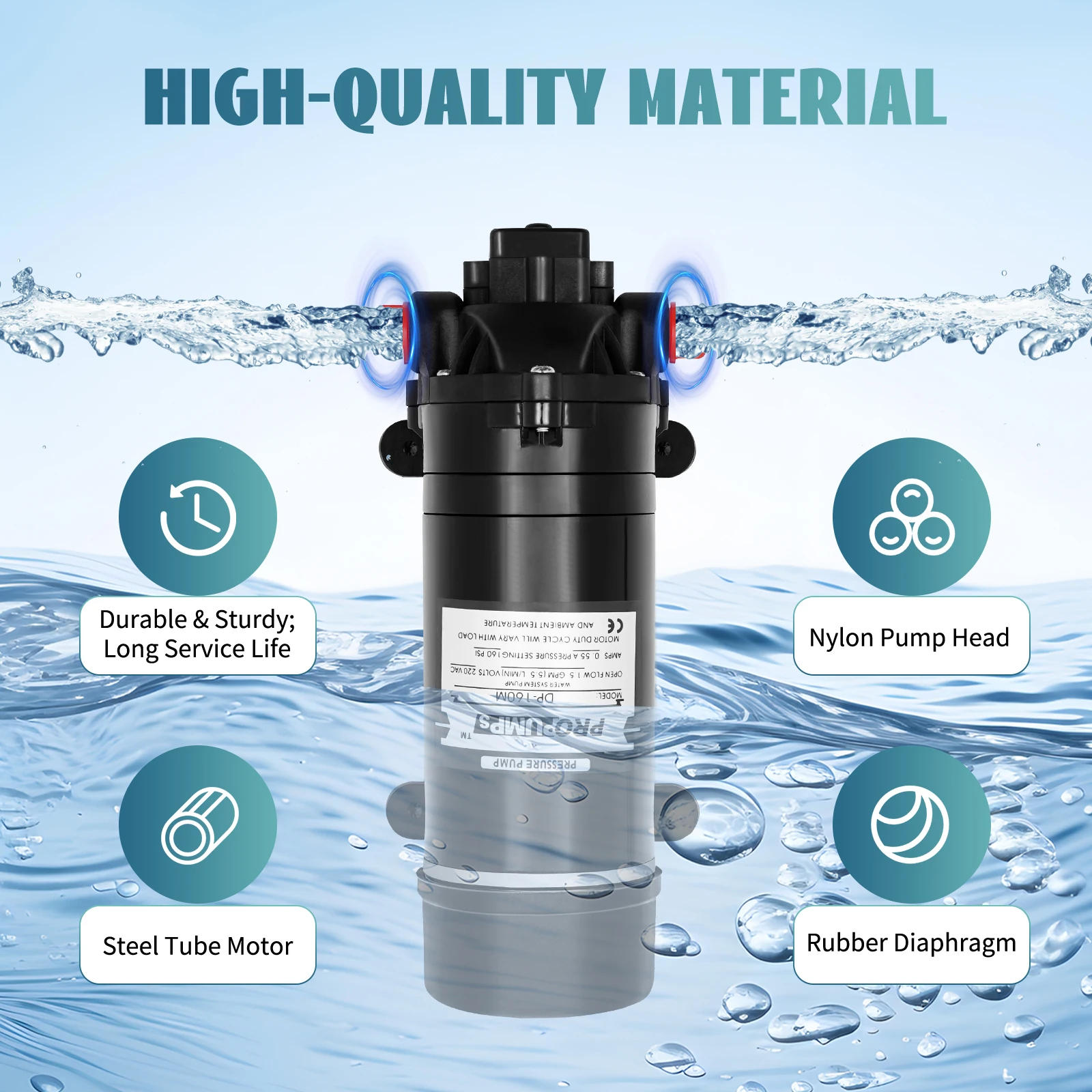 120W 160PSI Electric Water Transfer Pump 1.4 GPM Self-Priming Diaphragm Pump for Pressure Washer RV Agricultural Sprayer