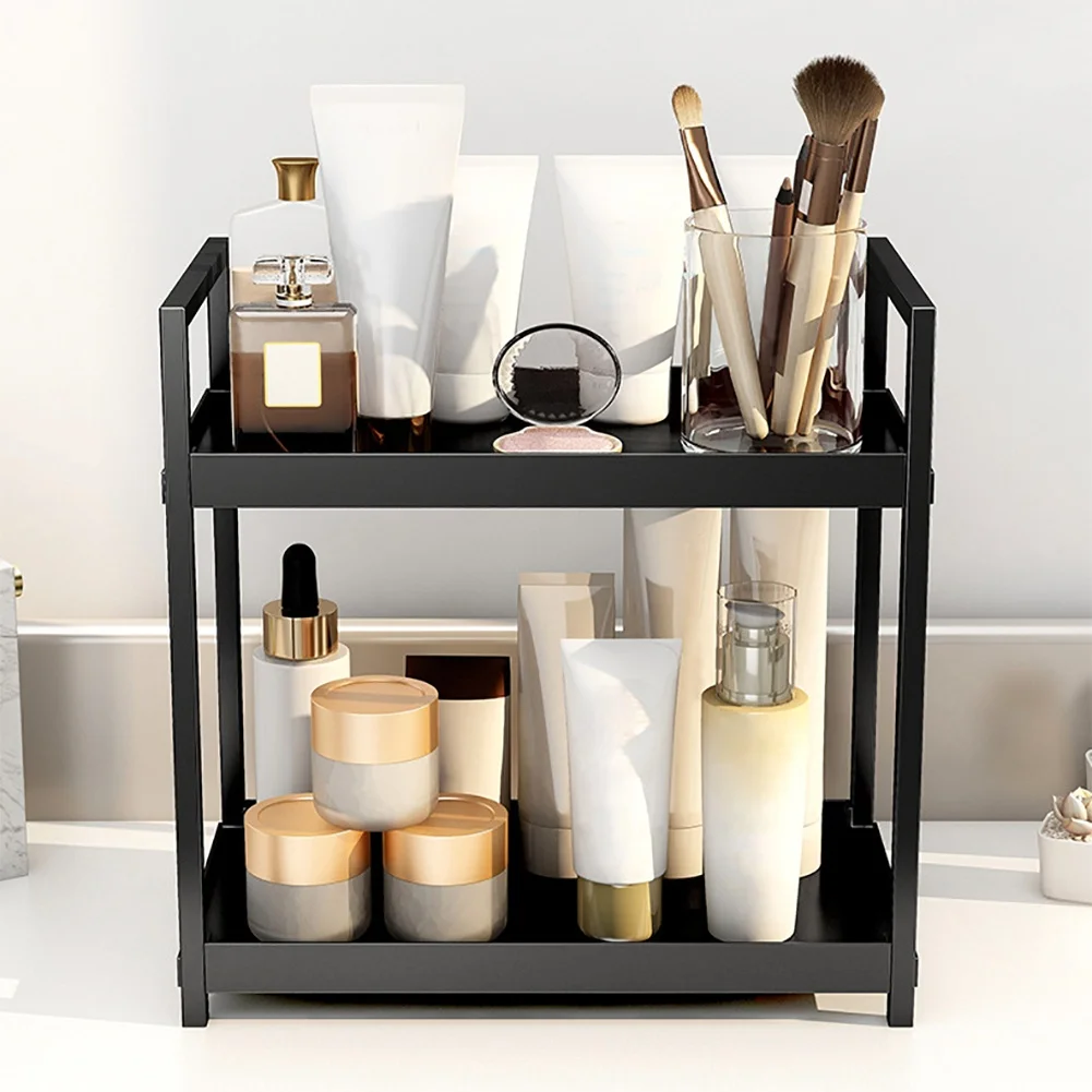 2 Tier Kitchen Counter Shelf Bathroom Countertop Organizer, Countertop Storage Shelf for Living Room Bedroom Dressing Table