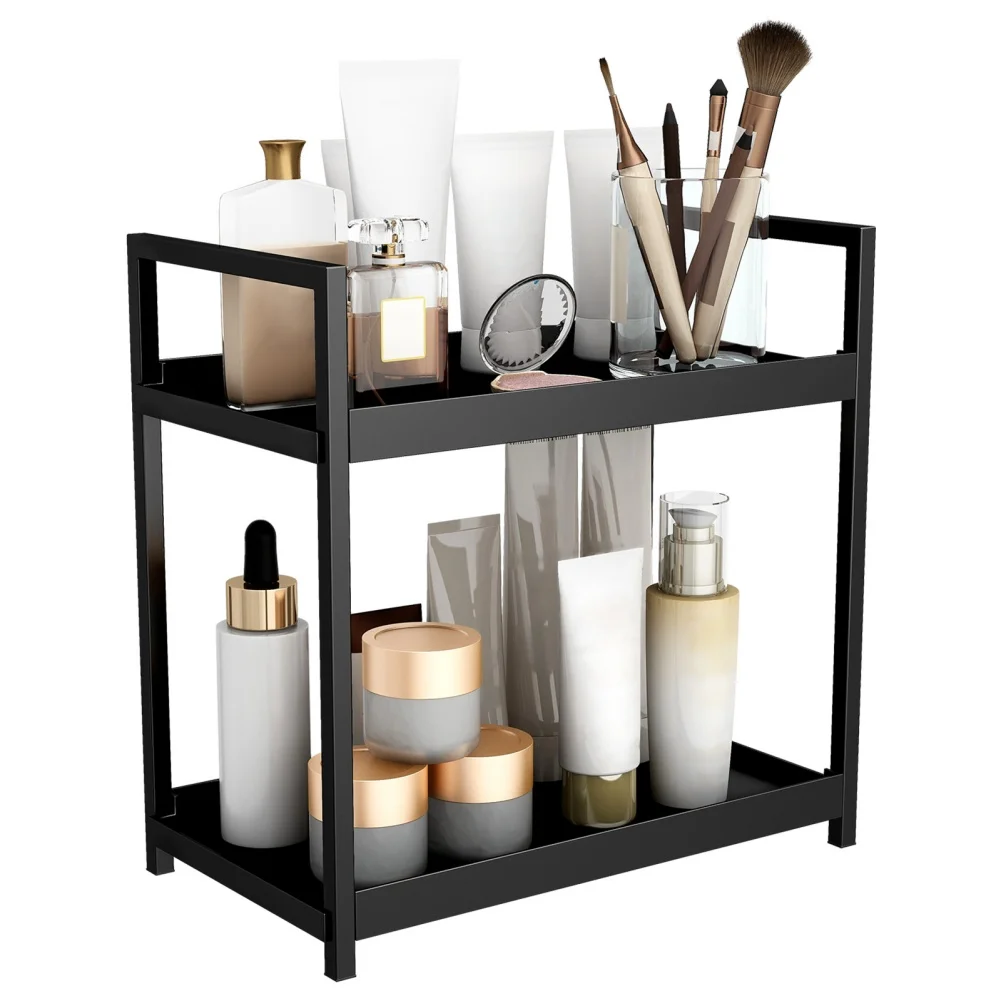 2 Tier Kitchen Counter Shelf Bathroom Countertop Organizer, Countertop Storage Shelf for Living Room Bedroom Dressing Table
