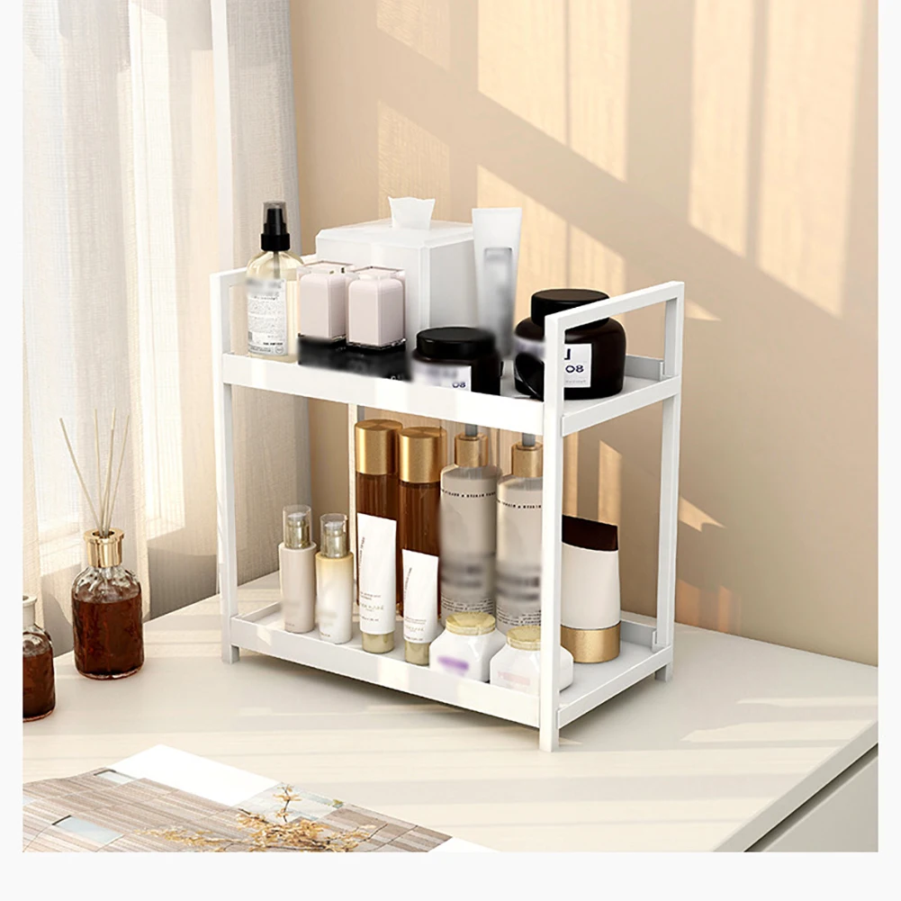 2 Tier Kitchen Counter Shelf Bathroom Countertop Organizer, Countertop Storage Shelf for Living Room Bedroom Dressing Table