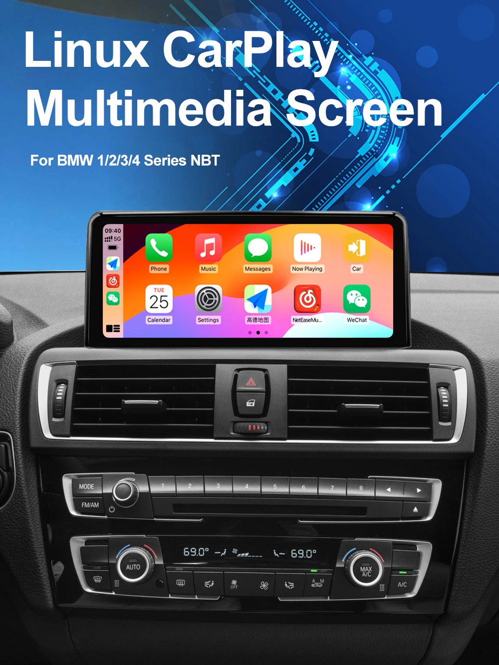 AUTOTOP 10.25" 1920*720 Wireless Carplay Multimedia for BMW F30 F31 F32 F33 F34 F35 F20 F21 F22 NBT Android Auto Car Radio GPS