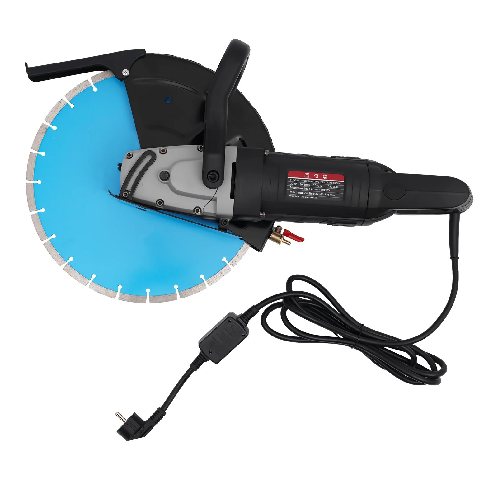 14 Inch Electric Disc Cutter 5800W Concrete Cut-Off Machine 355mm Circular Saw Blade 100mm Cuttung Depth w/ Water Pump