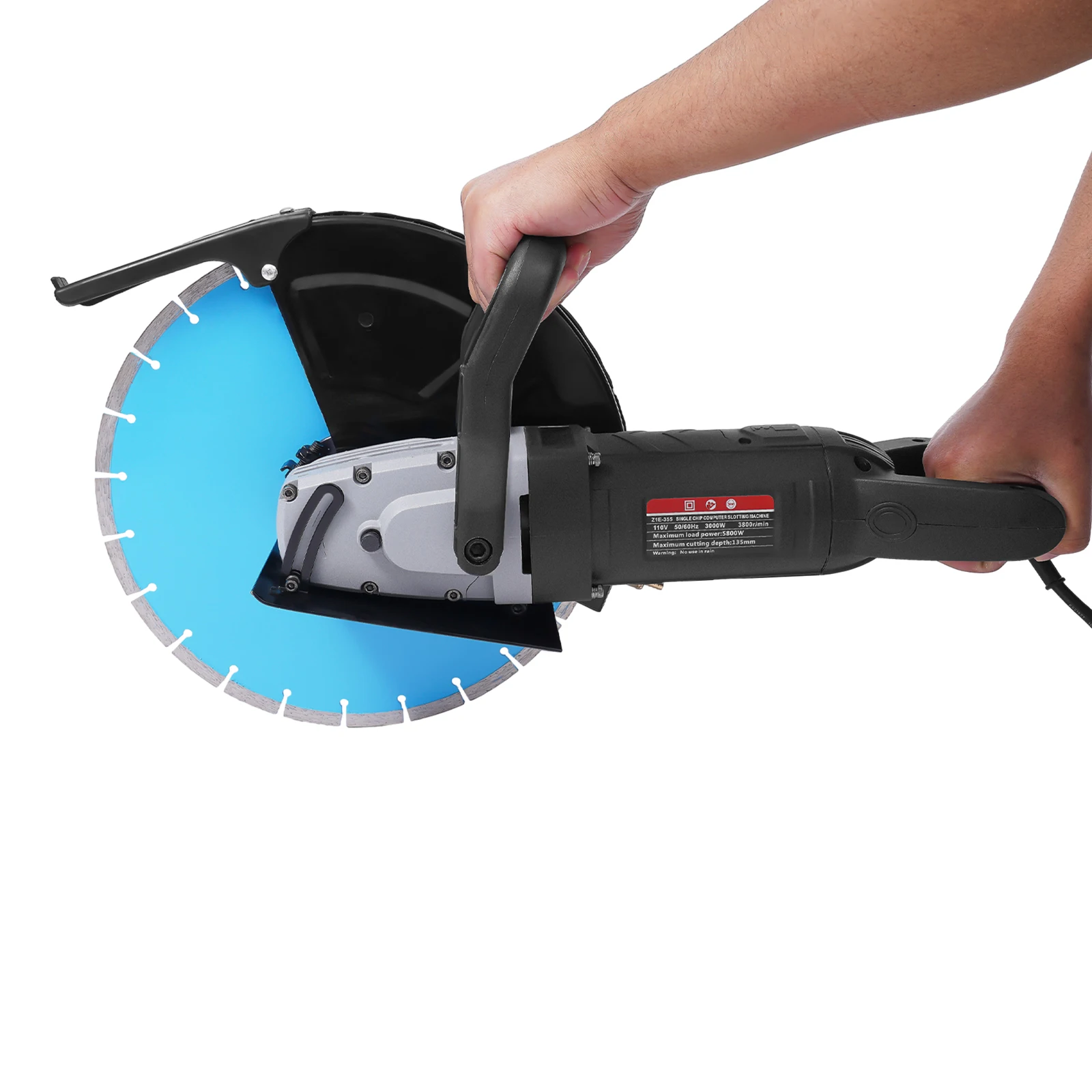 14 Inch Electric Disc Cutter 5800W Concrete Cut-Off Machine 355mm Circular Saw Blade 100mm Cuttung Depth w/ Water Pump
