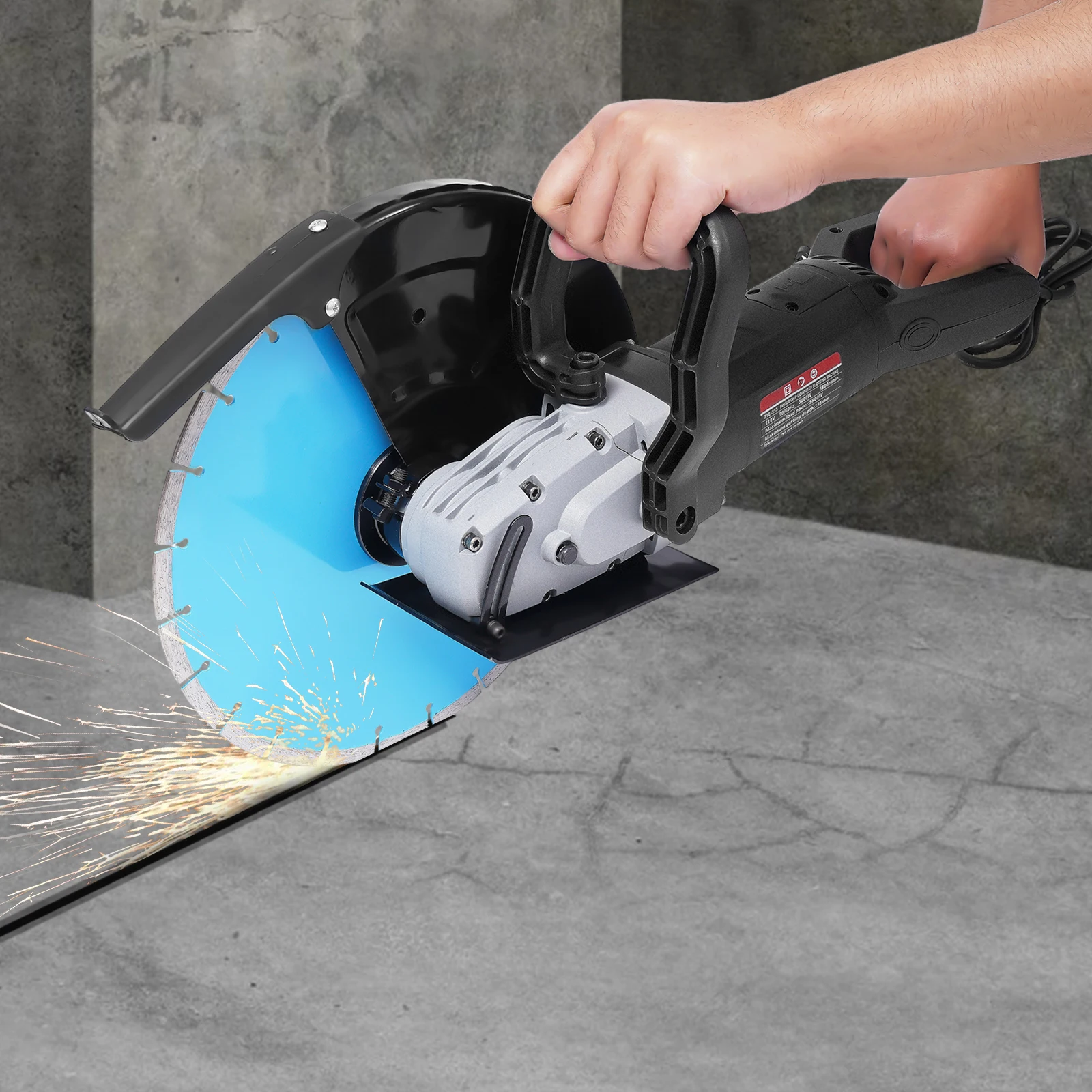 14 Inch Electric Disc Cutter 5800W Concrete Cut-Off Machine 355mm Circular Saw Blade 100mm Cuttung Depth w/ Water Pump