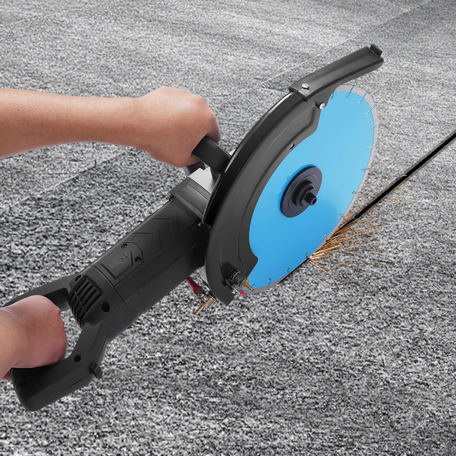 14 Inch Electric Disc Cutter 5800W Concrete Cut-Off Machine 355mm Circular Saw Blade 100mm Cuttung Depth w/ Water Pump