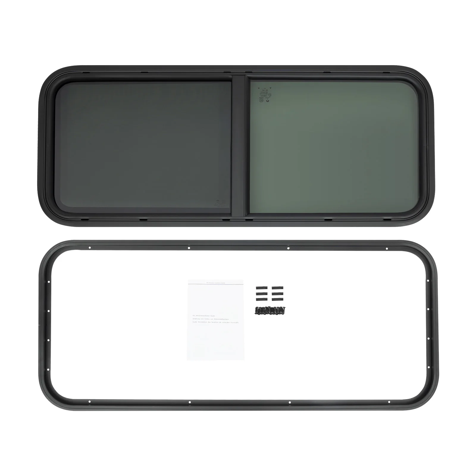 900x300mm/1000x400mm Tempered Glass Sliding RV Window Caravan Side Window Camper Vent Push-Pull Window Mosquito Net Shade Window