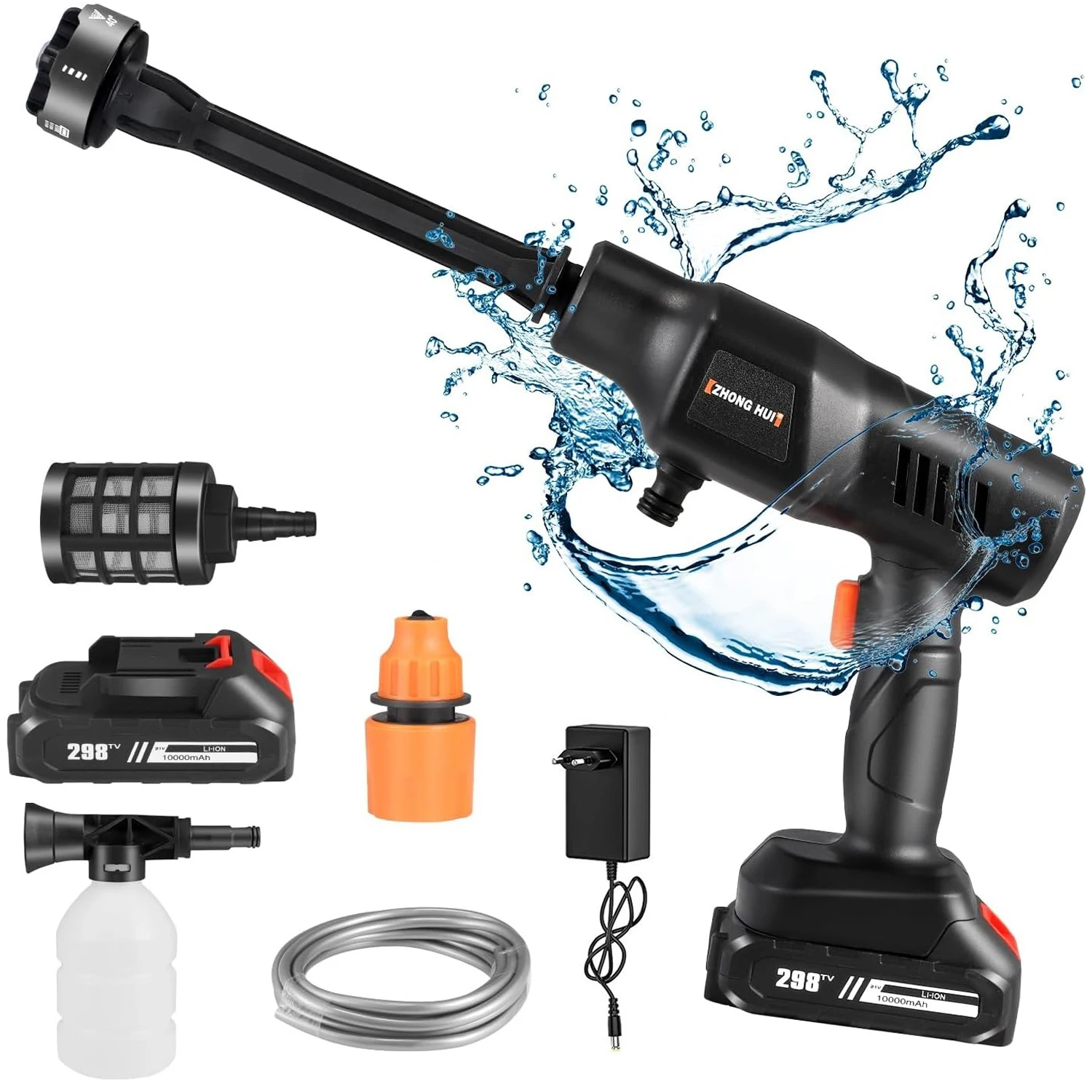 36Bar Cordless High Pressure Washer 6 In 1 Rechargeable Battery Wash Water Gun For Patio And Car Floor Garden Pet Cleaning