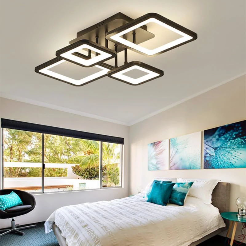 Modern LED Ceiling Light, 54W Dimmable Ceiling Light with Remote Control 3000K-6500K, Creative Rectangular Design Ceiling Lamp