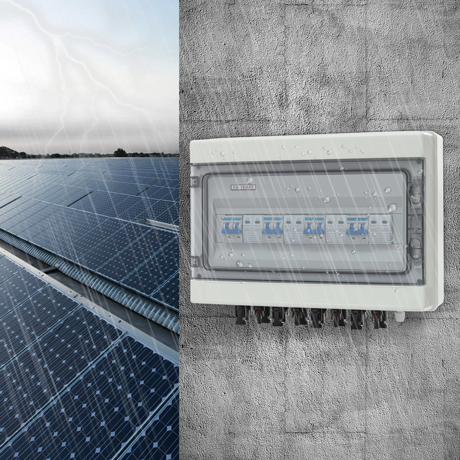 1000V Solar DC PV Combiner Box 4 in 4 Out Isolator Switch Box, 16*MC4 Terminals, IP65 Waterproof Overvoltage Protection 40A