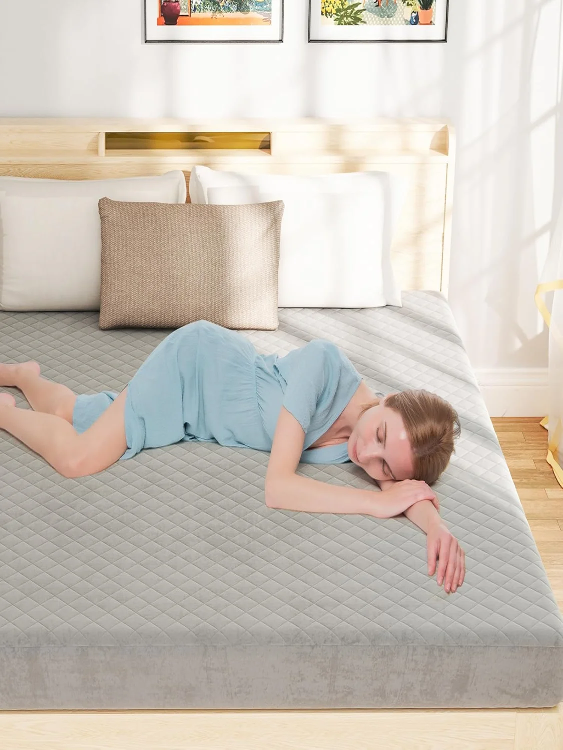 Mattress protector,super-soft mattress topper,breathable mattress cover with sponge padding and non-slip underside
