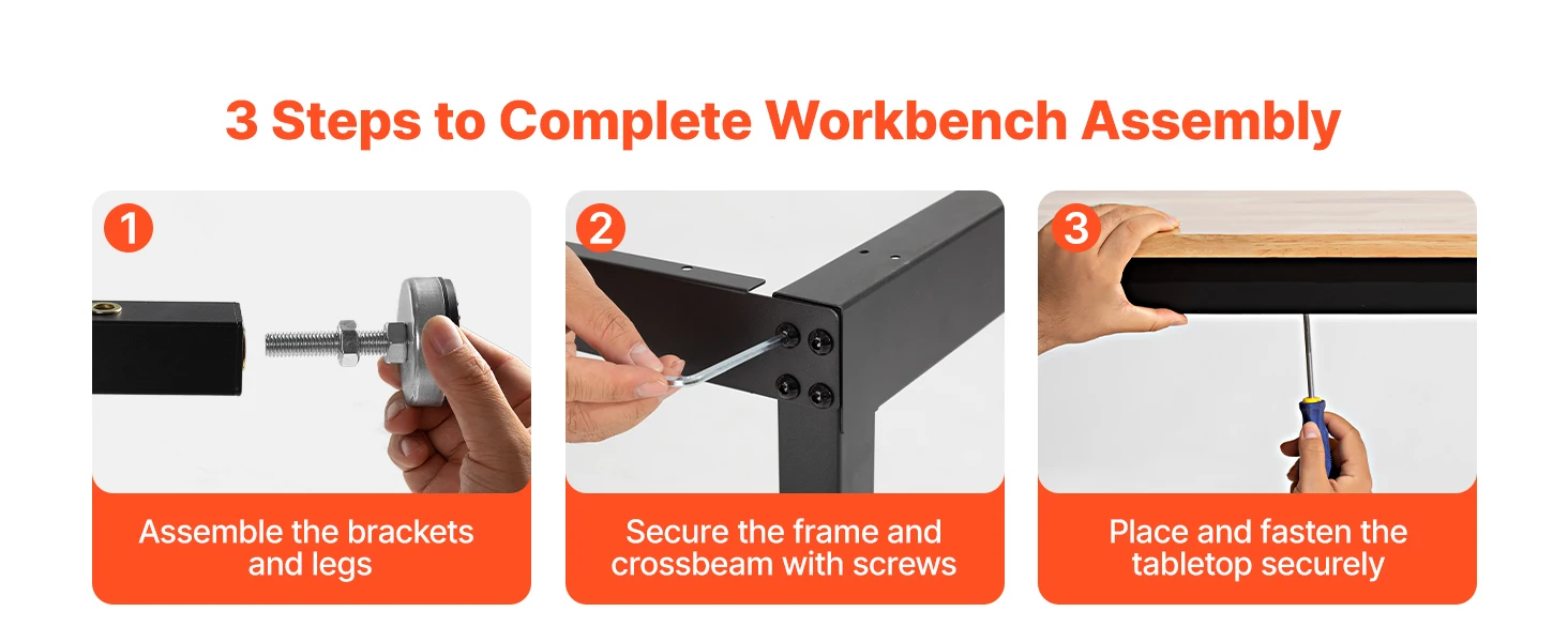 SucceBuy 1500LBS Garage Adjustable Workbench 48x24in with Height Adjustment Oak Wood Top Hardwood Worktable for Workshop Home