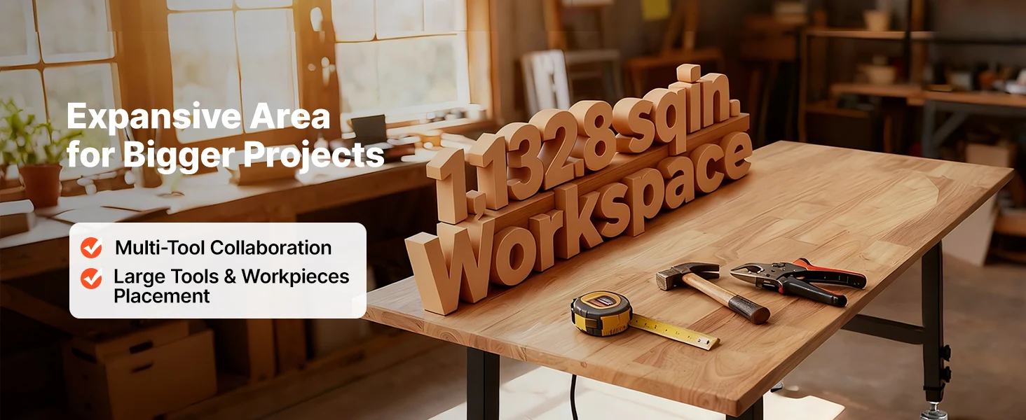 SucceBuy 1500LBS Garage Adjustable Workbench 48x24in with Height Adjustment Oak Wood Top Hardwood Worktable for Workshop Home