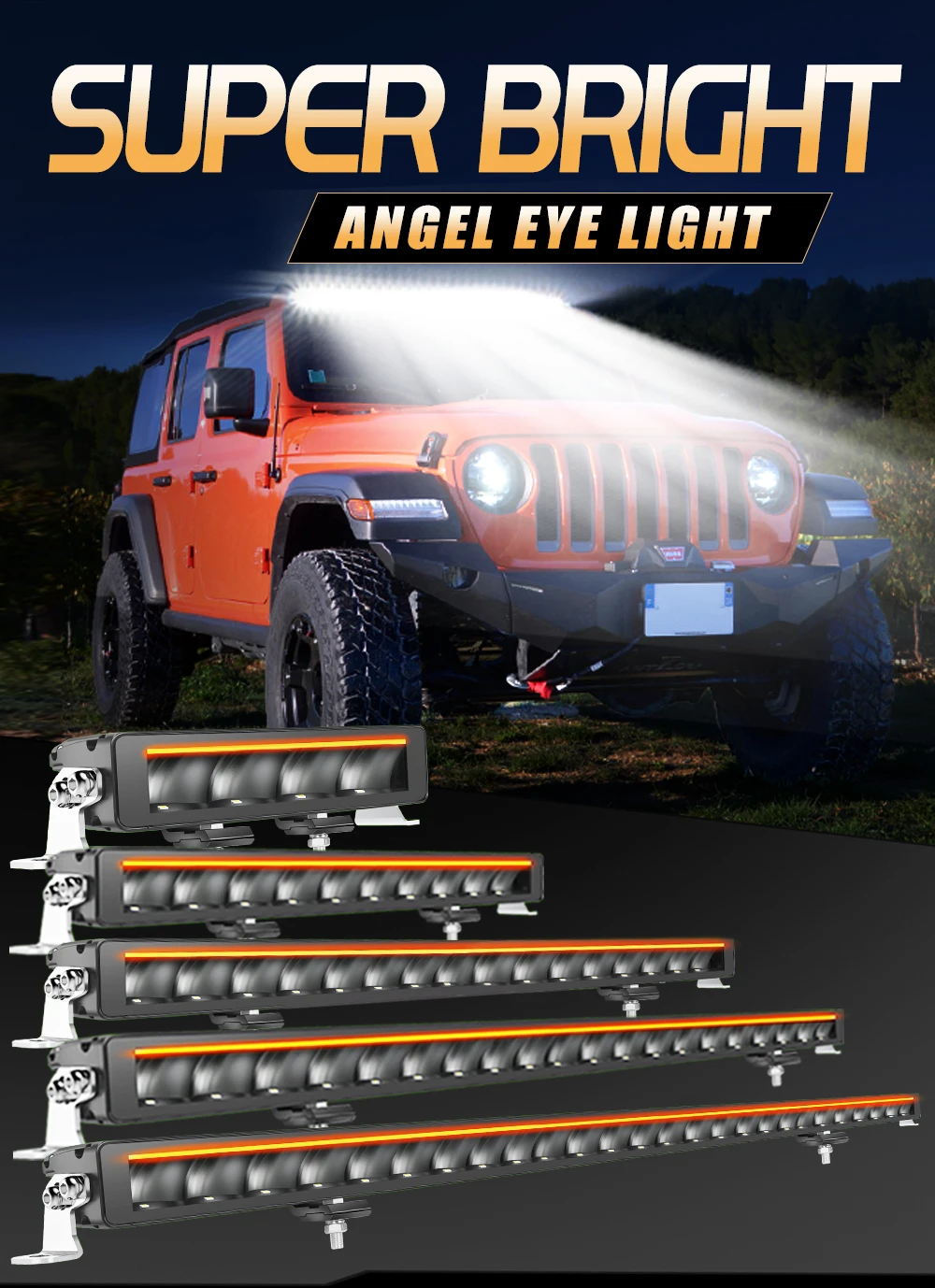 UNISHINE Hood Reflector LED Light Bar 6000K Amber DRL Spot Flood Beams Work Light Bar 600W for Offroad 4WD 4x4 Trucks 12V 24V