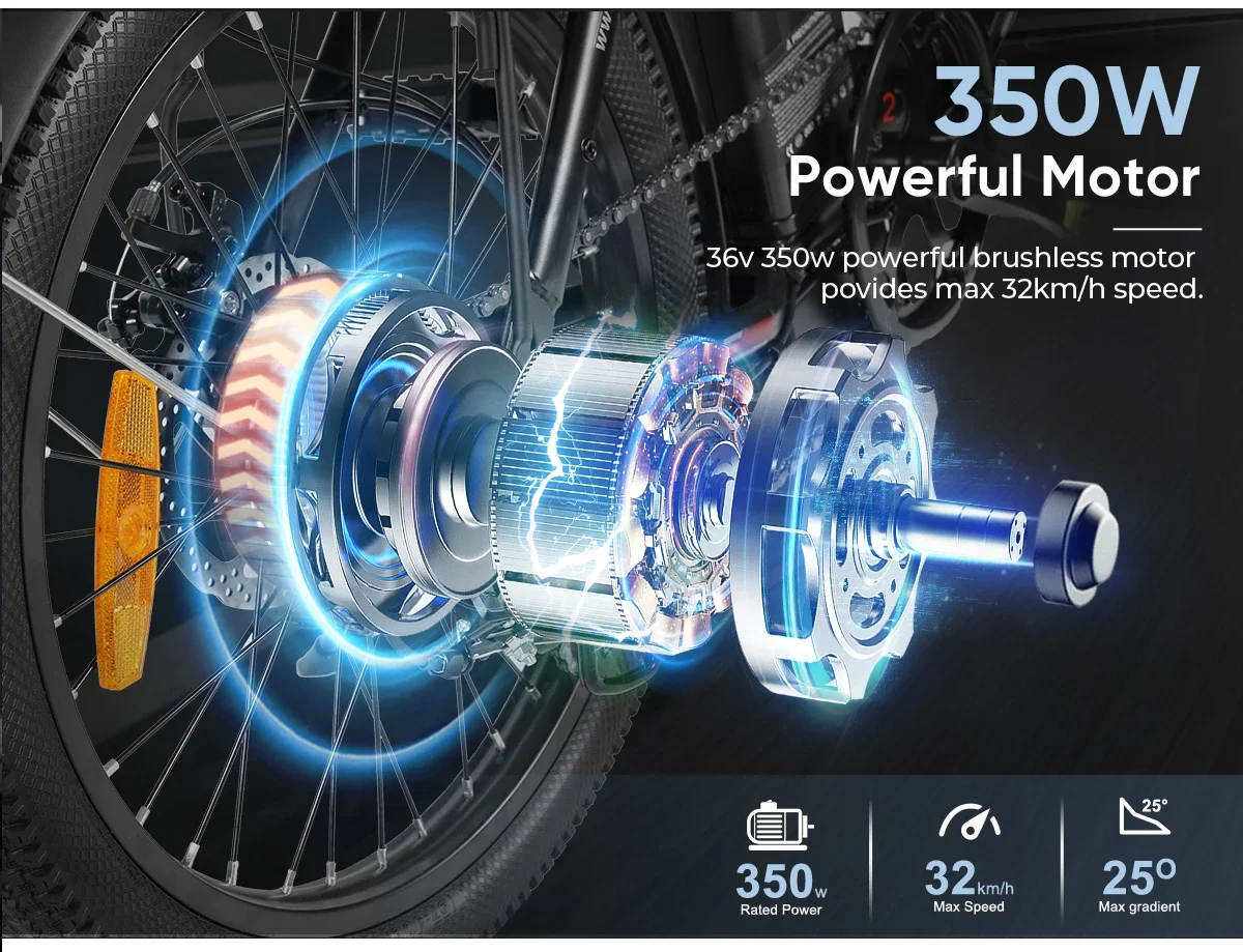 SAMEBIKE CY20 Folding Electric cycle 350W Motor 36V 12AH Removable Lithium Battery Adult driving Bike 20-inch is shooting City Ebike