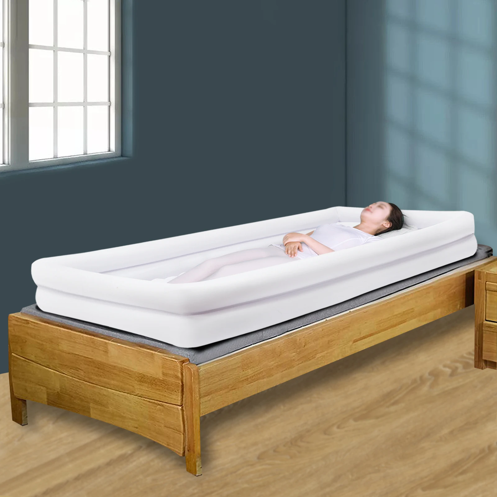 Inflatable Bathtub Bedside Shower Kit Adult PVC Bathtub with Electric Air Pump and Water Bag for The Pregnant Elderly Disabled