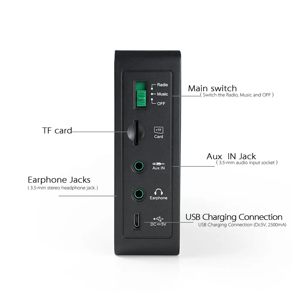 Portable Radio DAB+/FM+BT/Card/AUX Support BT TF Card Digital Player Support Clock/Alarm/Sleep Timer with Time GTMEDIA D1