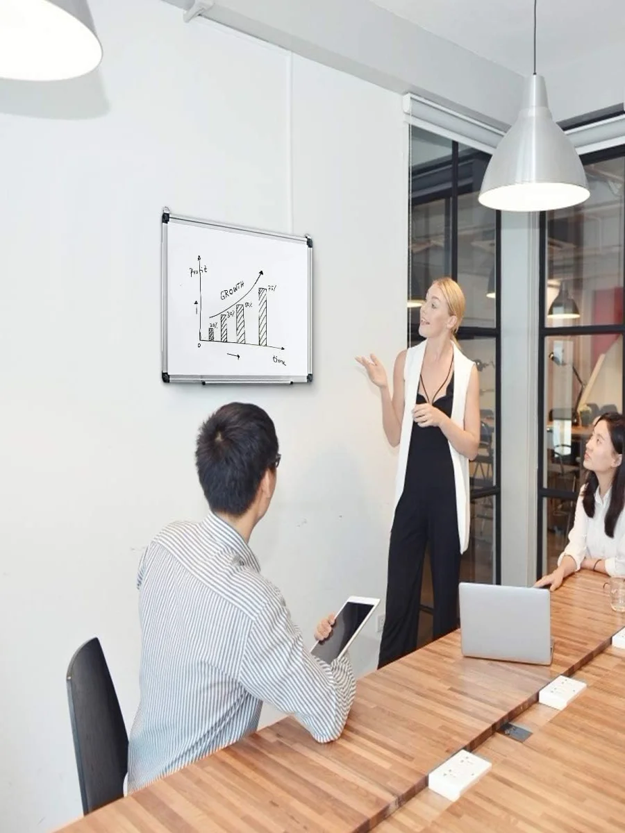Magnetic Whiteboard 50 x 35CM, Magnetic Wallboard, Magnetic Eraser Block Marker, Magnetic Lacquered Surface, Aluminium Frame