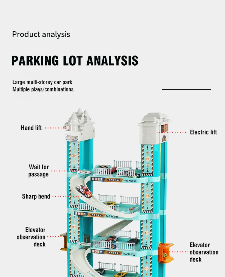 Parking Building Car Electric Track Lot Set Alloy Car Toy Intelligent with Lifts Ramp Building Toy Children Table Game Boy Gift