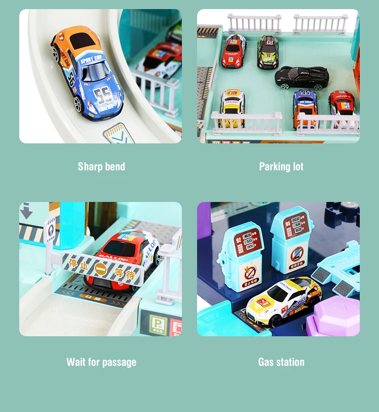 Parking Building Car Electric Track Lot Set Alloy Car Toy Intelligent with Lifts Ramp Building Toy Children Table Game Boy Gift