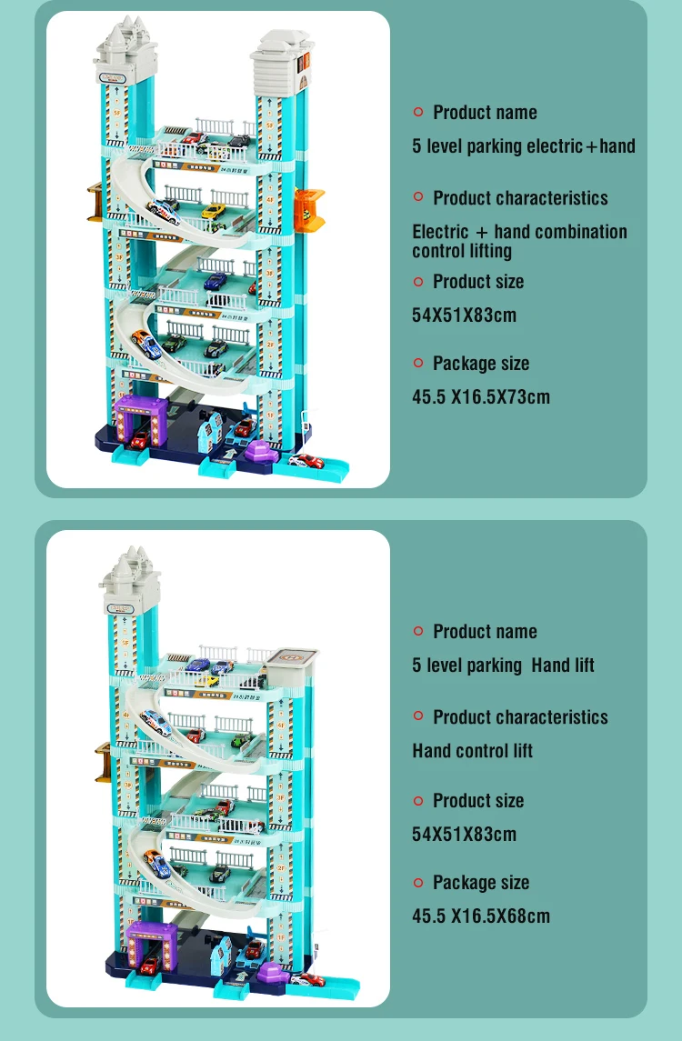 Parking Building Car Electric Track Lot Set Alloy Car Toy Intelligent with Lifts Ramp Building Toy Children Table Game Boy Gift