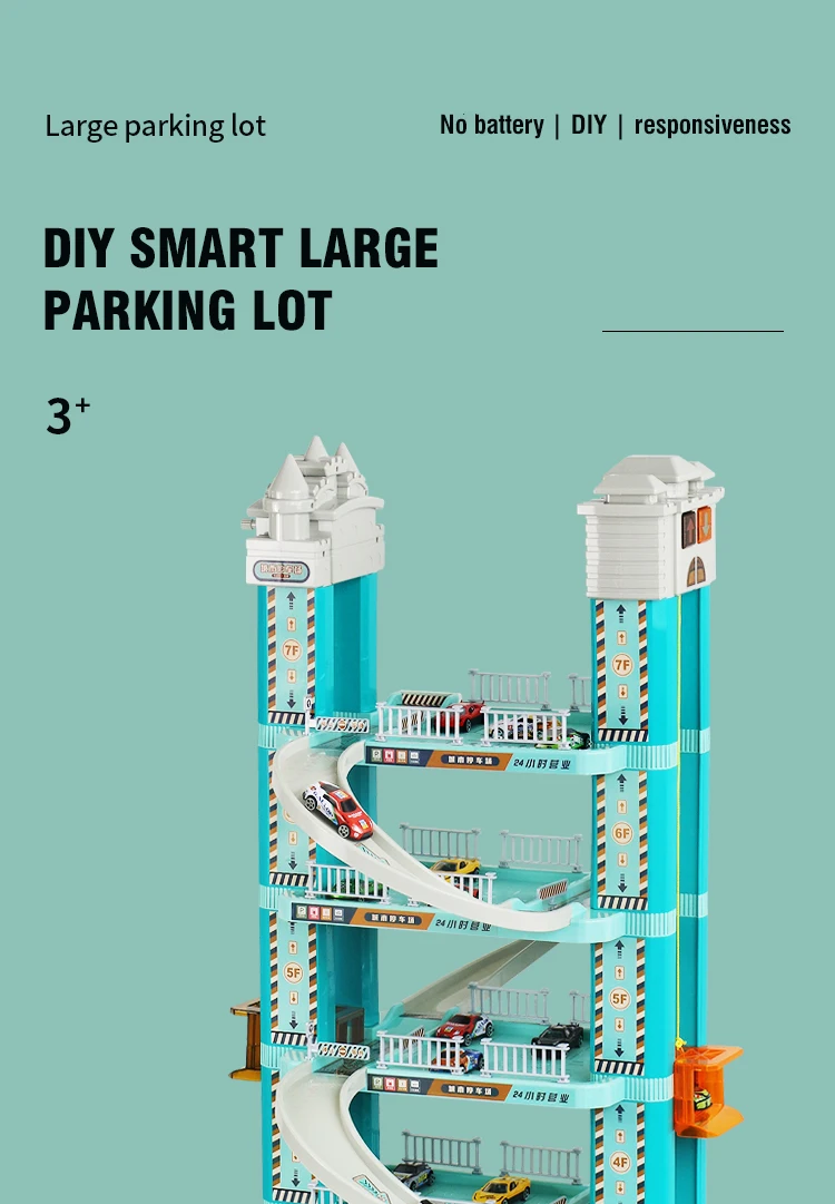 Parking Building Car Electric Track Lot Set Alloy Car Toy Intelligent with Lifts Ramp Building Toy Children Table Game Boy Gift