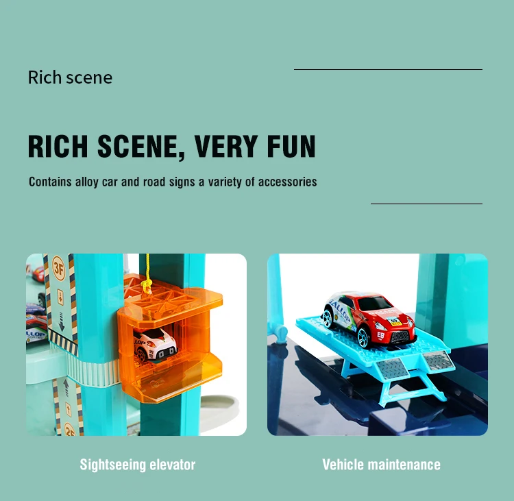 Parking Building Car Electric Track Lot Set Alloy Car Toy Intelligent with Lifts Ramp Building Toy Children Table Game Boy Gift