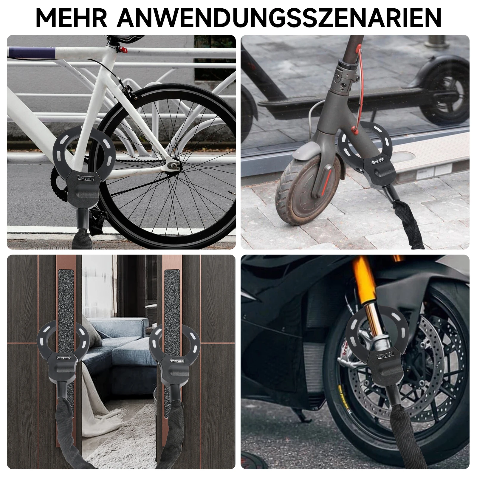 90cm Handcuff Lock Bicycle Lock With Key And Handlebar Bag For Electric Scooters Bicycle Locks Safety Anti-theft Protection Lock