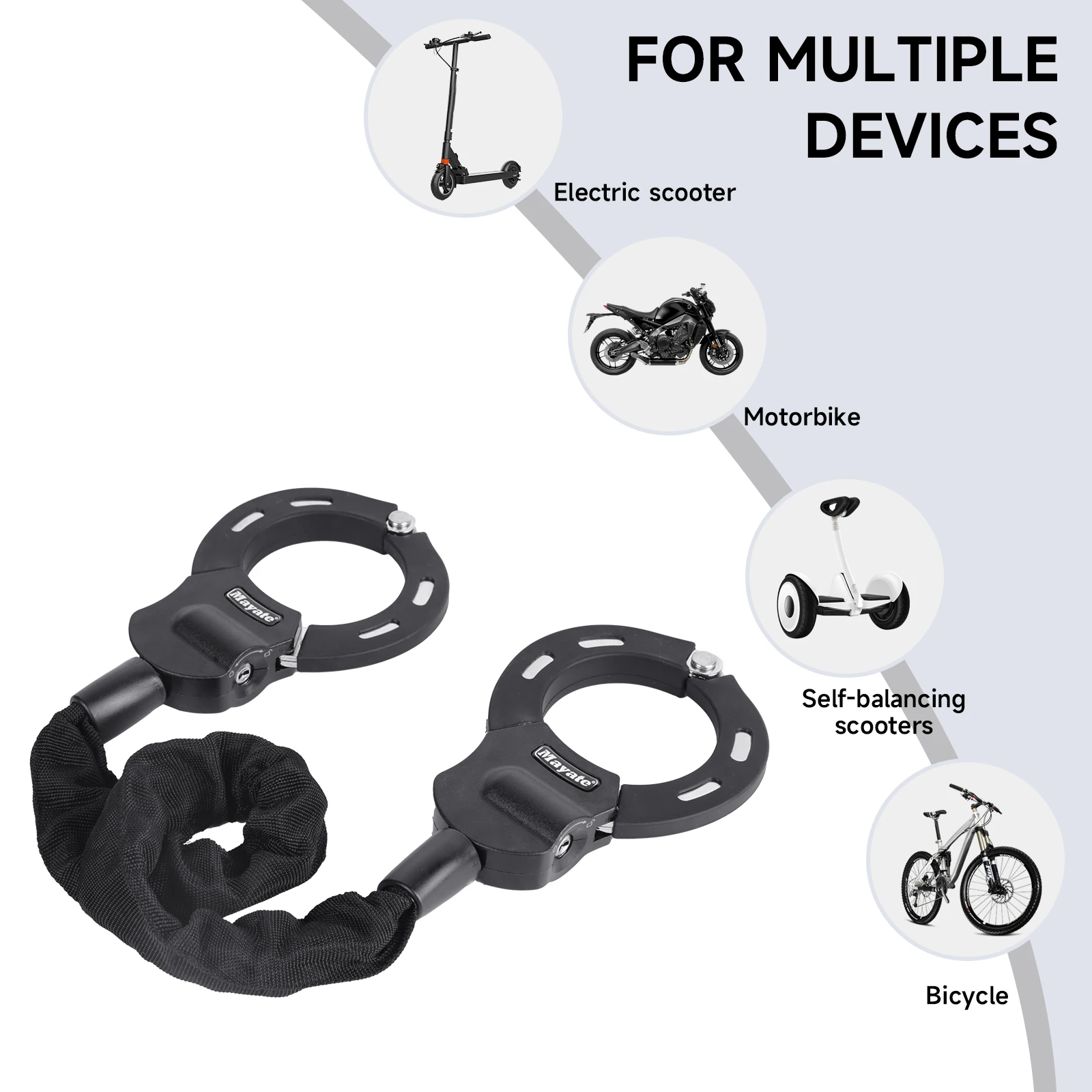 90cm Handcuff Lock Bicycle Lock With Key And Handlebar Bag For Electric Scooters Bicycle Locks Safety Anti-theft Protection Lock