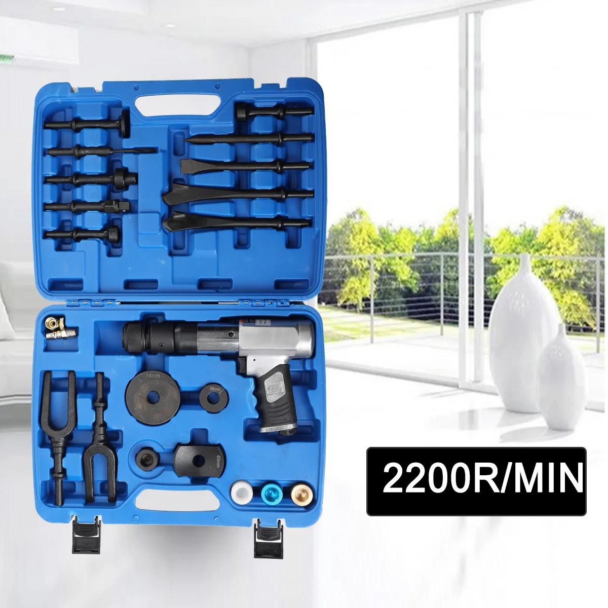 Ball Joint Disassembly Hammer Air Hammer Tool Set 16pcs Pneumatic Hammer Kit for Motor Vehicles and Workshop Cars