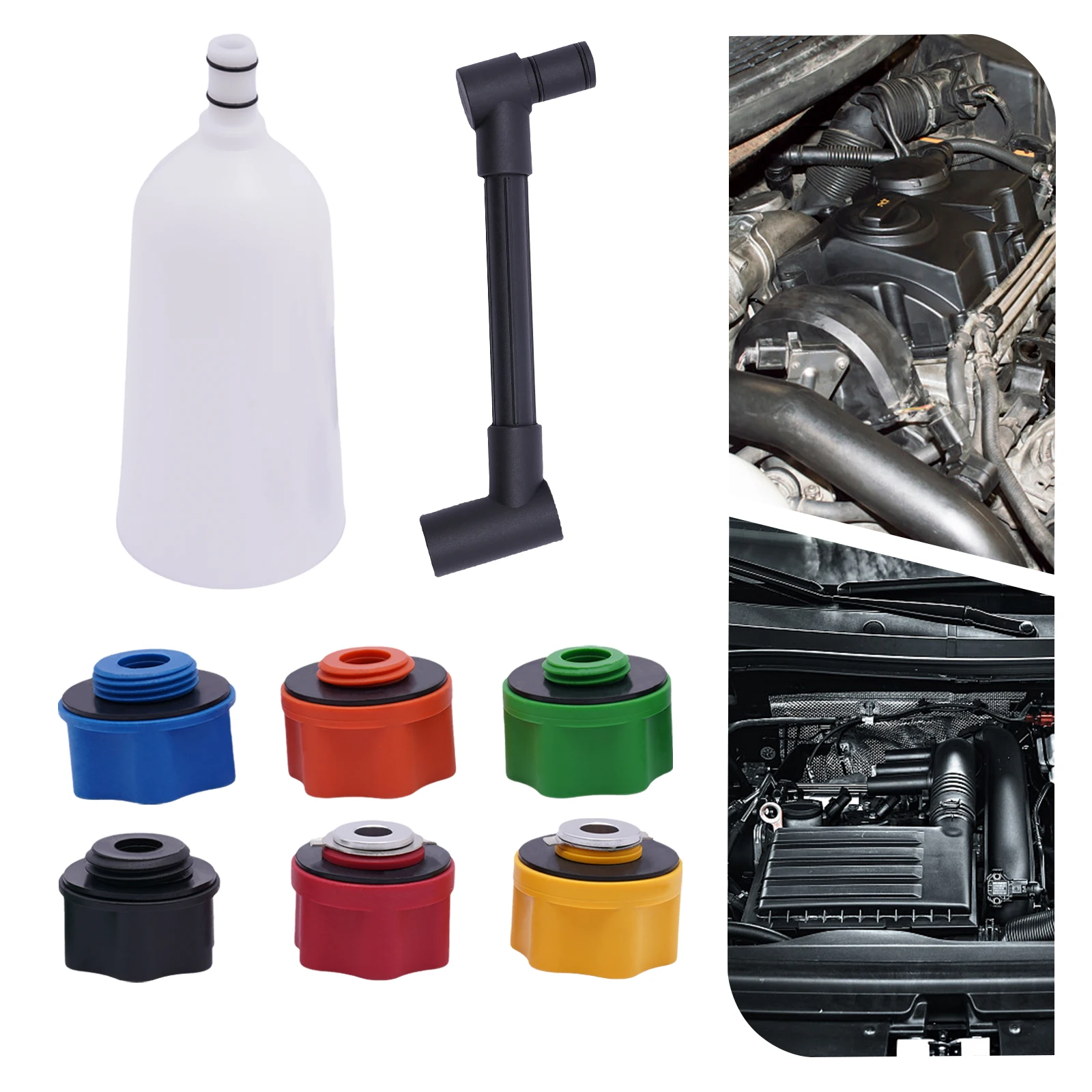 10pcs Automotive Engine Oil Filler&Adapter Kit Automotive Funnels Set Engine Oil Funnel set 6Adapters Car Refueling Accessories