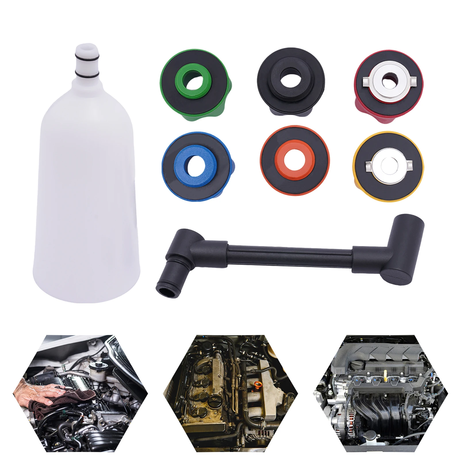 10pcs Automotive Engine Oil Filler&Adapter Kit Automotive Funnels Set Engine Oil Funnel set 6Adapters Car Refueling Accessories