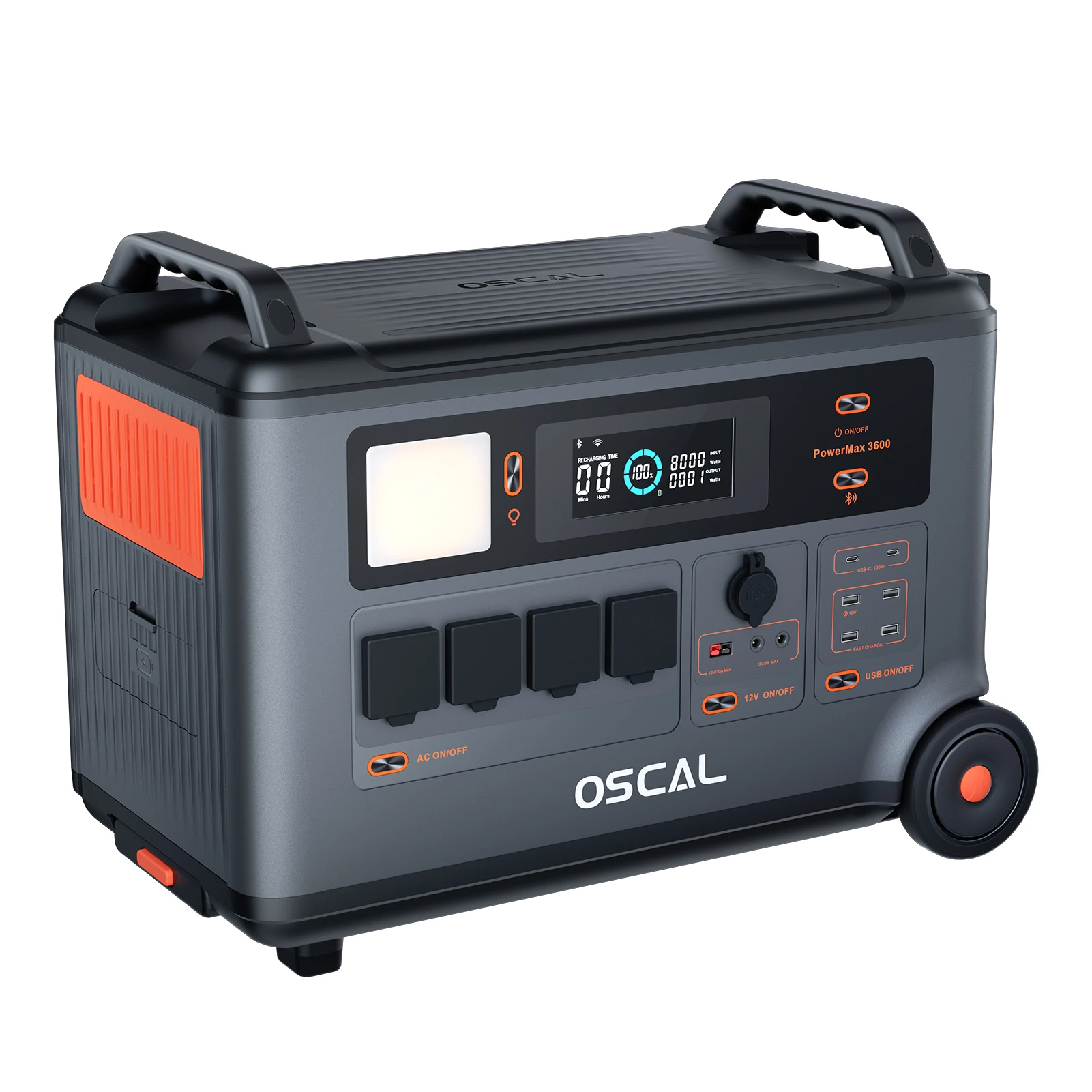 Oscal Powermax 3600W Portable Power Station 3600Wh LiFePO4 Battery 14 Outlets Morse Code Signal APP Control Home Battery Backup
