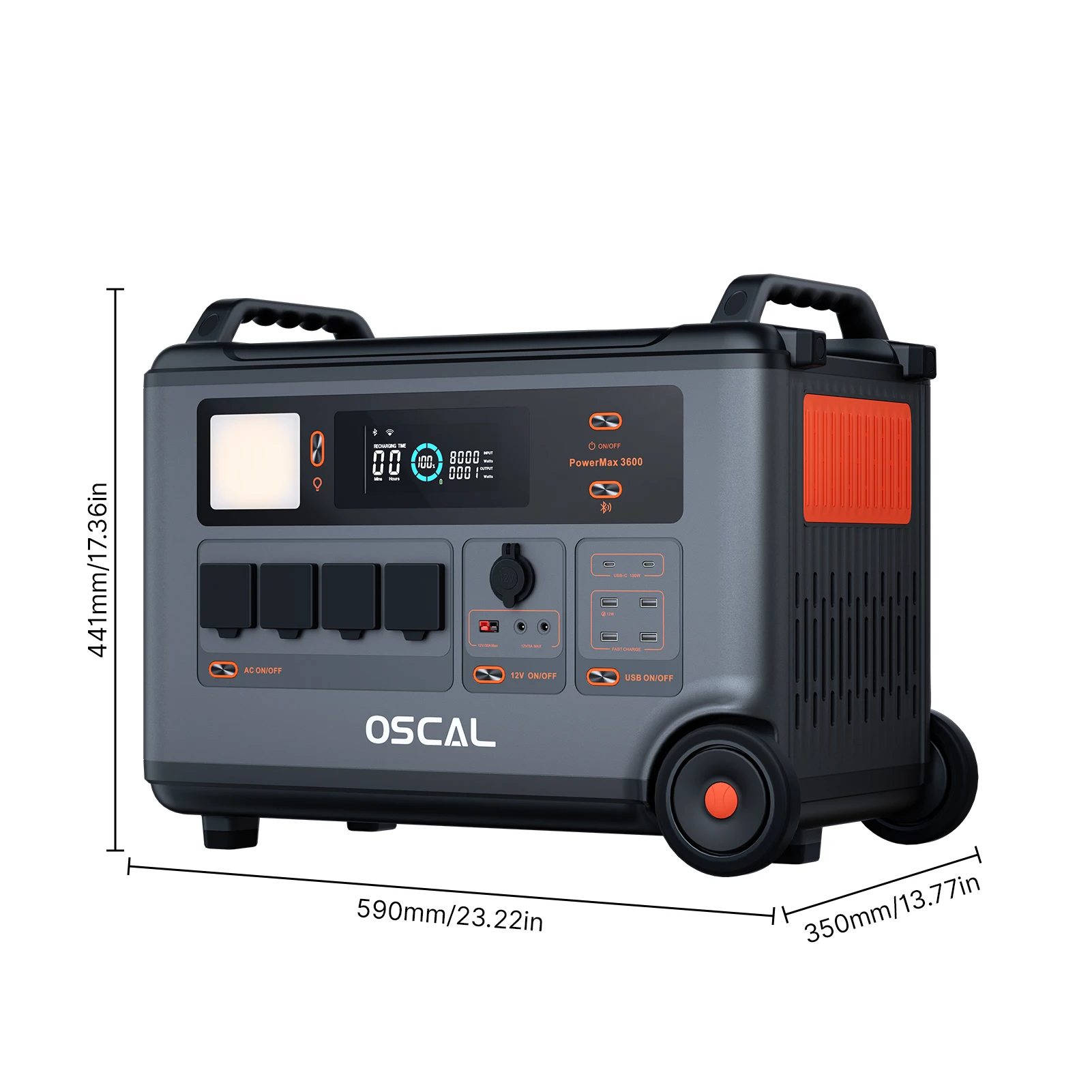 Oscal Powermax 3600W Portable Power Station 3600Wh LiFePO4 Battery 14 Outlets Morse Code Signal APP Control Home Battery Backup
