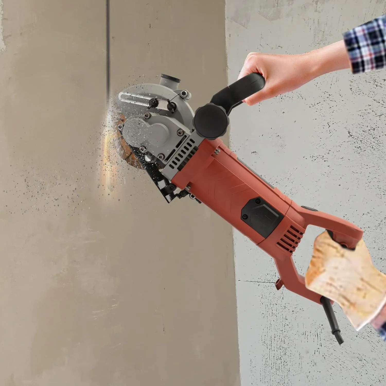 Wall Chaser Slotted Milling Machine 2700 W, Concrete Cutting Machine with 5 Saw Blades and Water Pump