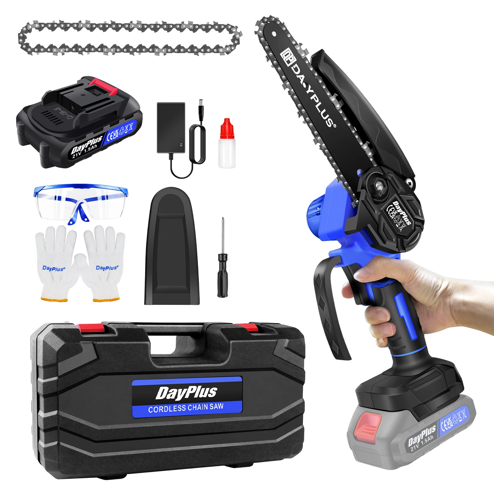 Mini Chainsaw 6 Inch Portable Electric Cordless Chainsaw for Tree Branches Yard and Garden with 1.5Ah Battery