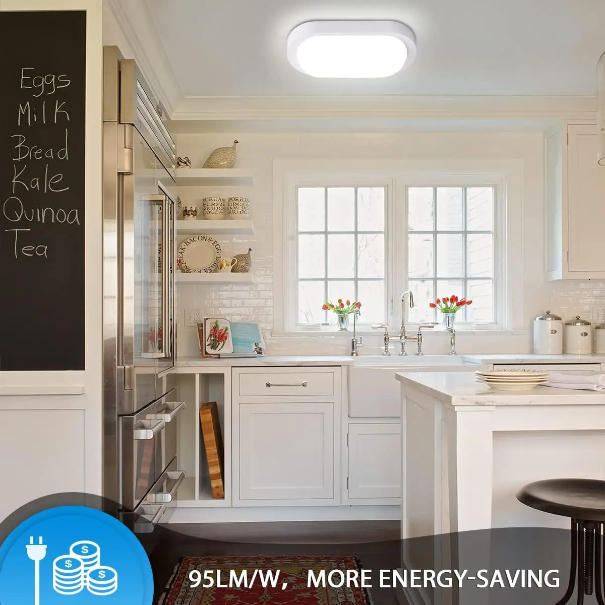 3-Pack 18W LED Ceiling Lights, 1710lm, IP65 Waterproof Oval Bathroom Lights for Hallway, Balcony, Basement, Garden