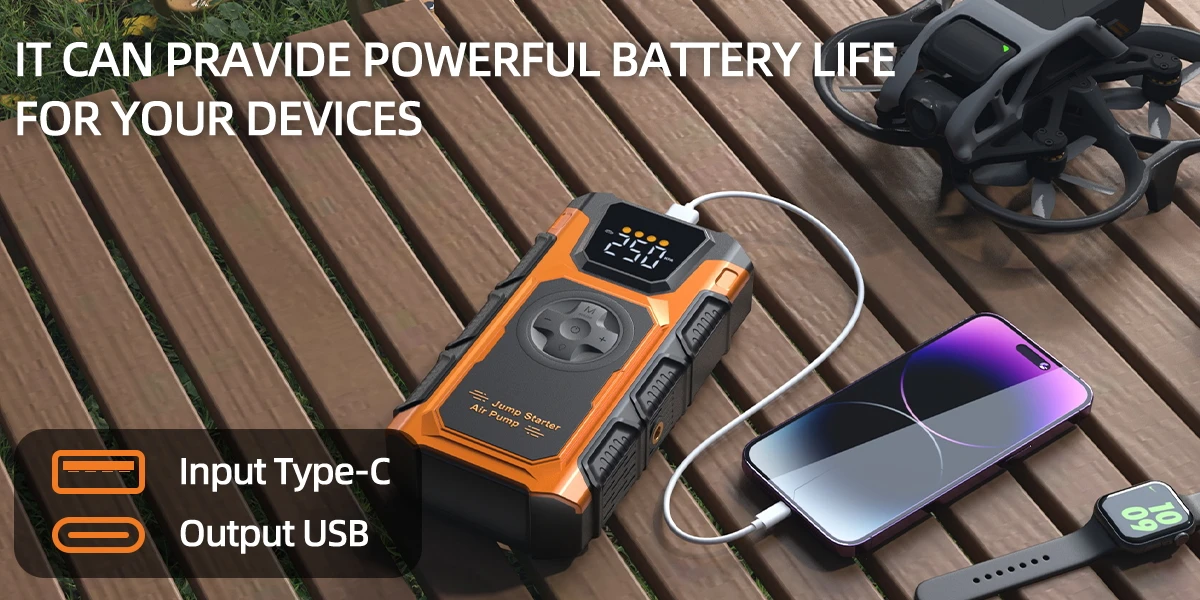 FEATOU 12000mAh Car Jump Starter,Portable Jumper Starter Battery Pack for up to 8.5L Gas&7.0L Diesel Engines,12V Auto Battery Boost
