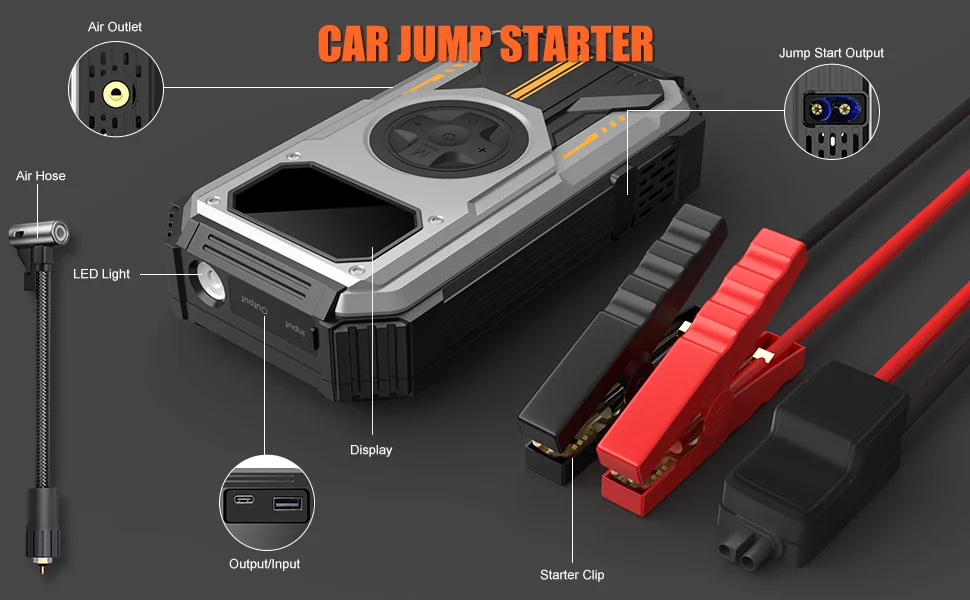 Eigotrav 6000A Starting Power Bank 12000mAh Car Jumpstarter 12V Starting Device for Gasoline and Diesel Mobile Power Bank