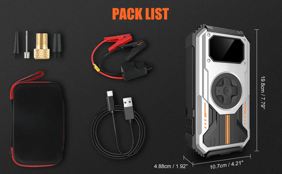 Eigotrav 6000A Starting Power Bank 12000mAh Car Jumpstarter 12V Starting Device for Gasoline and Diesel Mobile Power Bank
