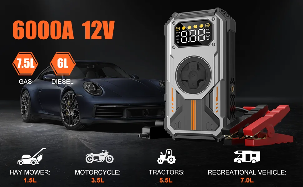 Eigotrav 6000A Starting Power Bank 12000mAh Car Jumpstarter 12V Starting Device for Gasoline and Diesel Mobile Power Bank