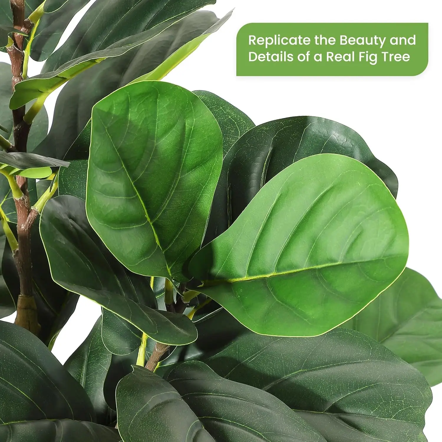 5ft -7ft Faux Fiddle Leaf Fig Tree with White Pot, Faux Trees with Artificial Plants Lifelike Fake Tree for Home Office Decor