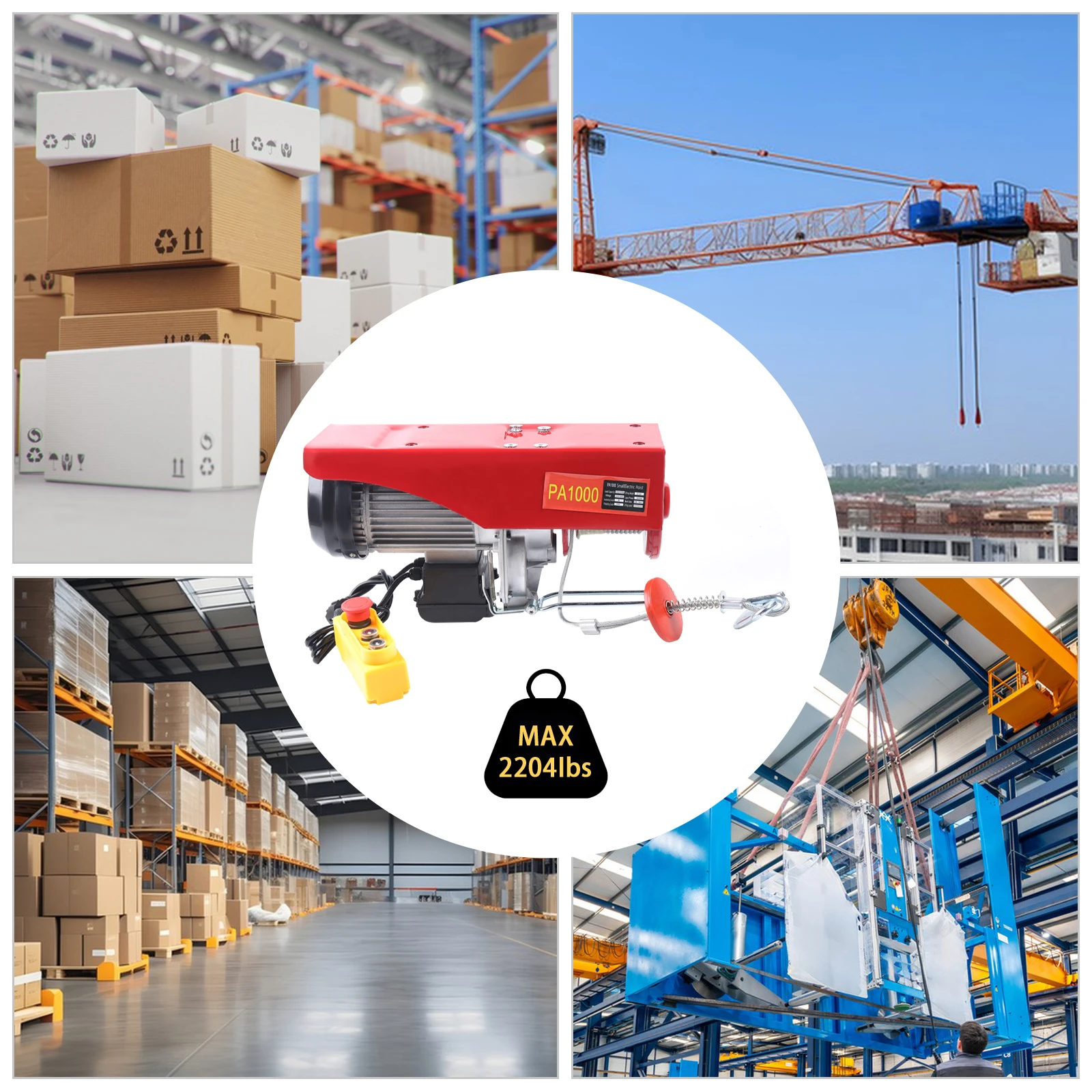 800/1000kg Corded Lifting Electric Hoist Lifting Miniature Trailer Copper Motor Automatic Braking Function