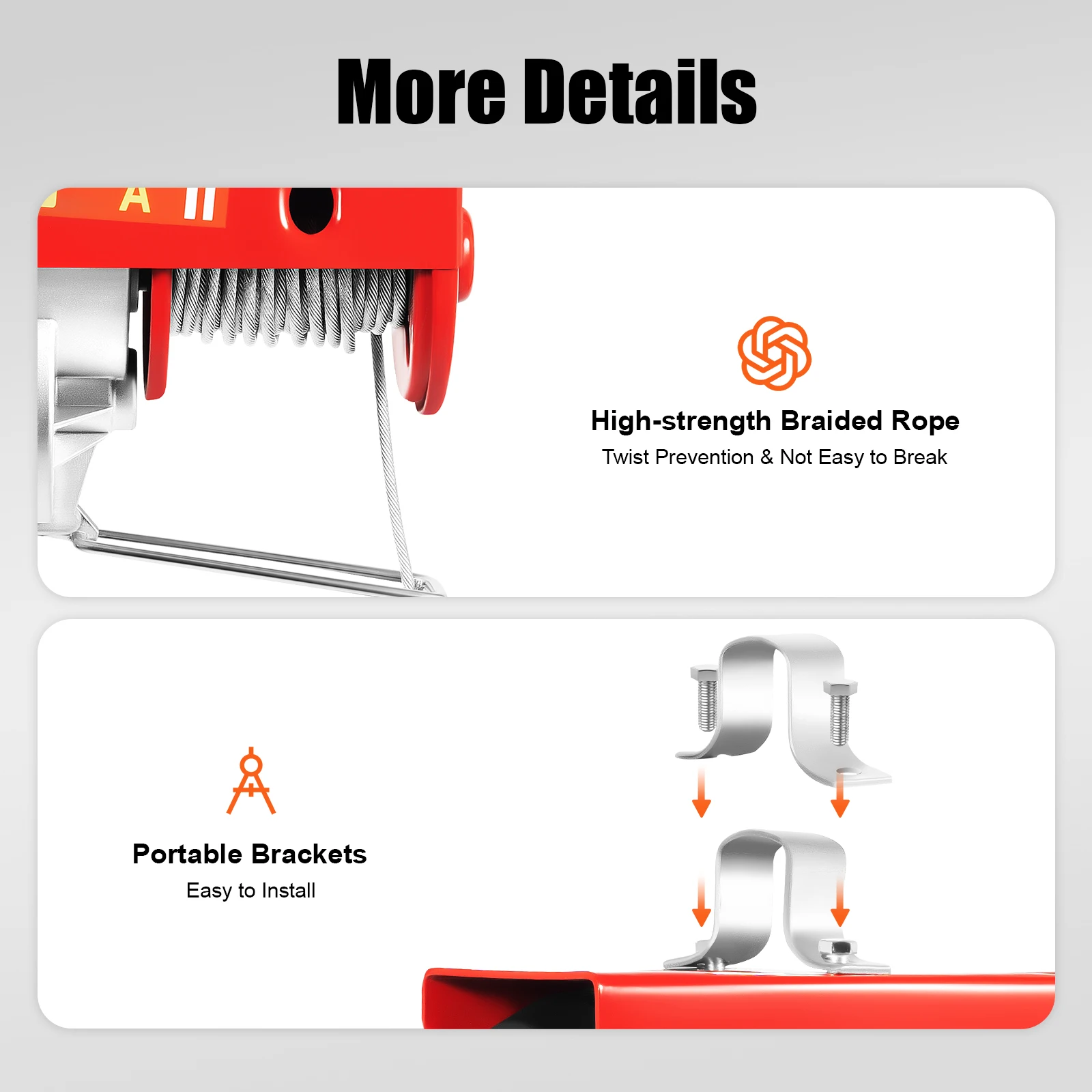 800/1000kg Corded Lifting Electric Hoist Lifting Miniature Trailer Copper Motor Automatic Braking Function