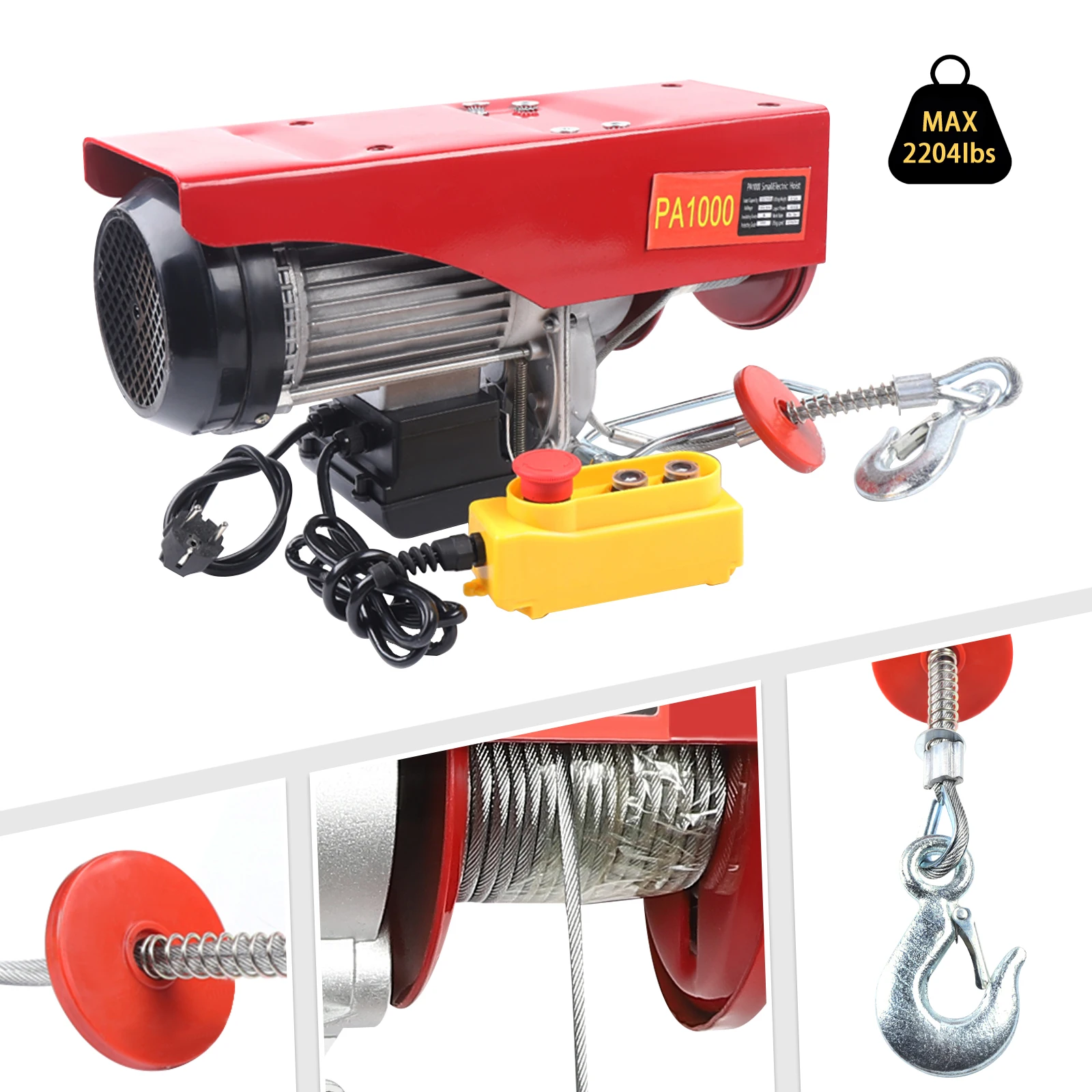800/1000kg Corded Lifting Electric Hoist Lifting Miniature Trailer Copper Motor Automatic Braking Function
