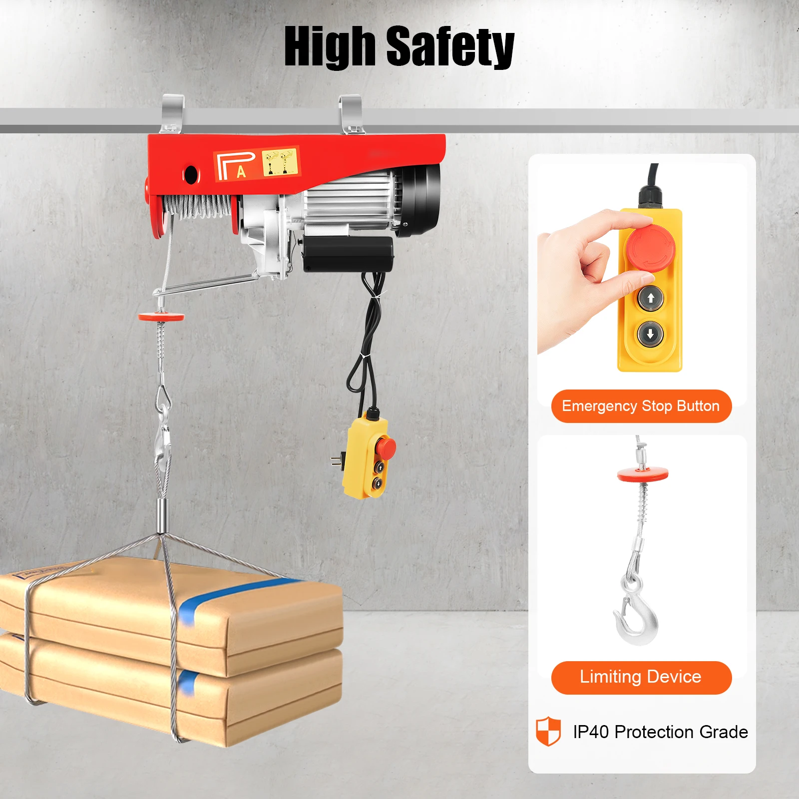 800/1000kg Corded Lifting Electric Hoist Lifting Miniature Trailer Copper Motor Automatic Braking Function