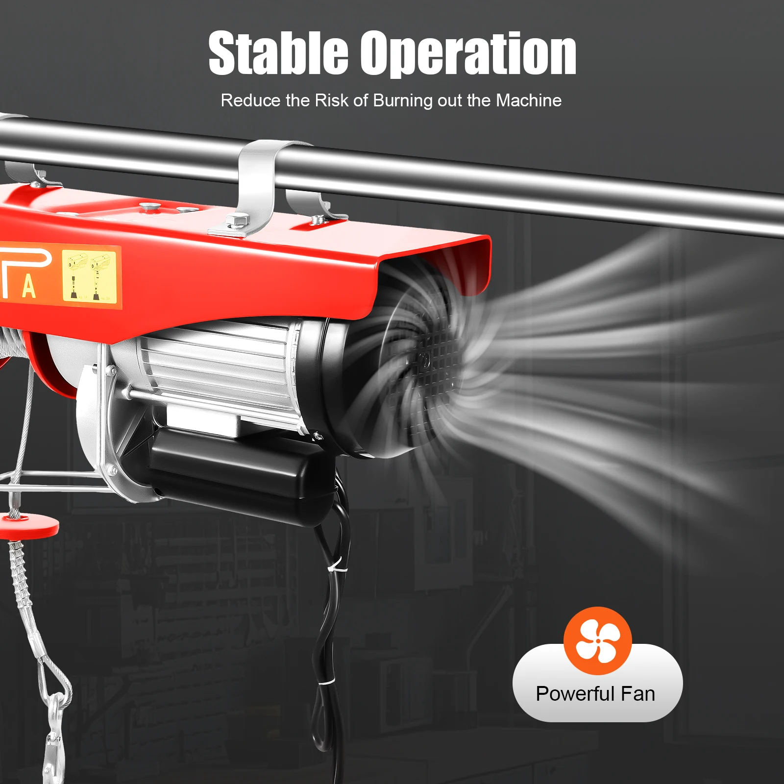 800/1000kg Corded Lifting Electric Hoist Lifting Miniature Trailer Copper Motor Automatic Braking Function