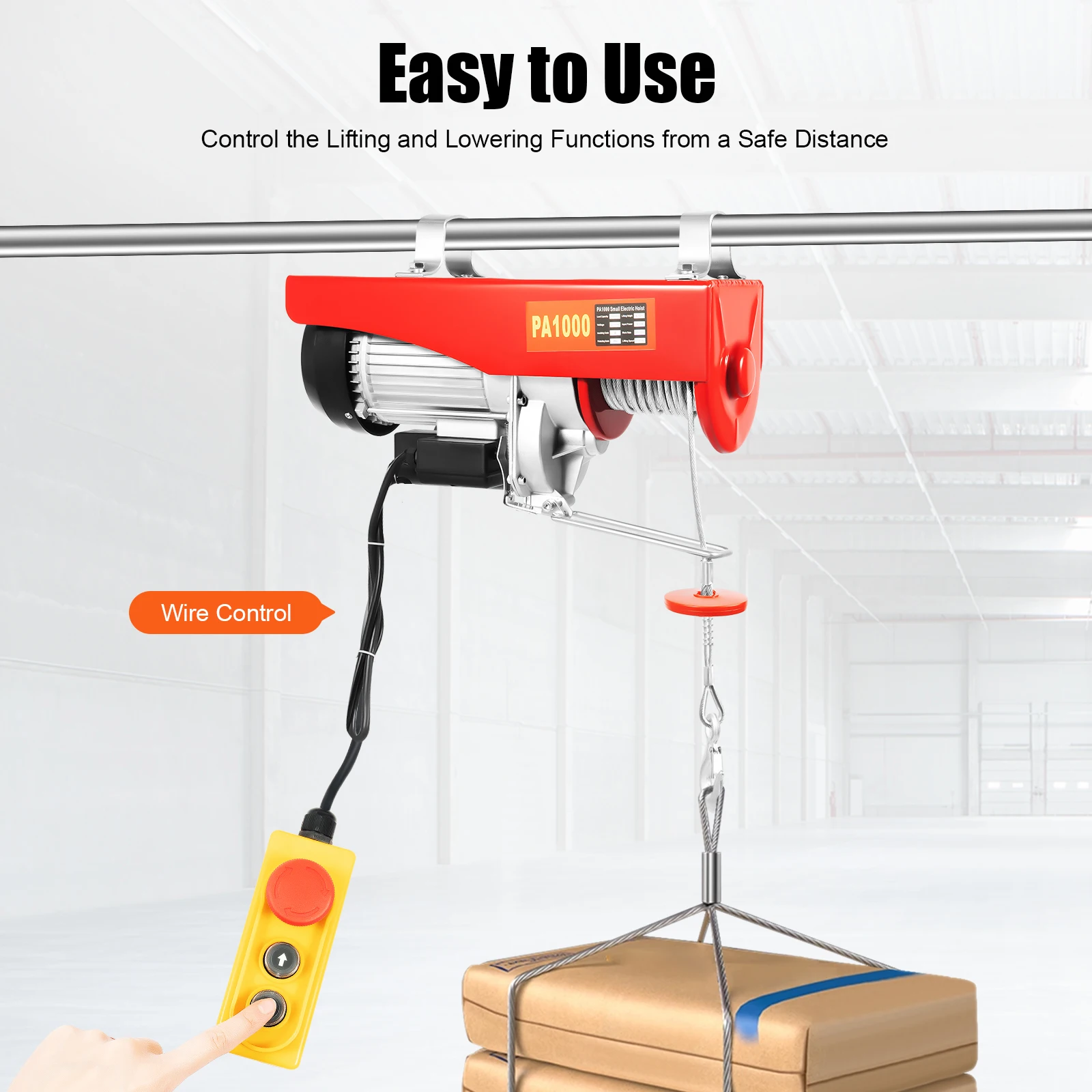 800/1000kg Corded Lifting Electric Hoist Lifting Miniature Trailer Copper Motor Automatic Braking Function