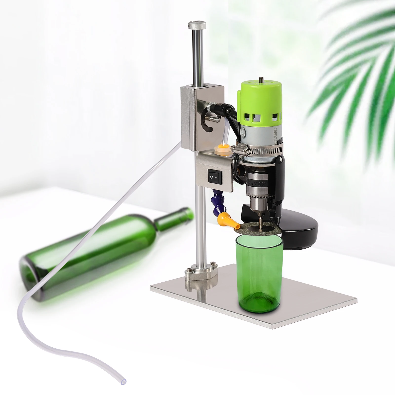 DIY Glass Bottle Cutter 6000RPM Cutting Tool w/60mm Diamond Wheel 7-Speed Adjustable for Craft & Recycling